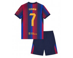 Barcelona Fermin Lopez #7 Replika Hemmatröja Barn 2026-27 Kortärmad (+ Korta byxor)
